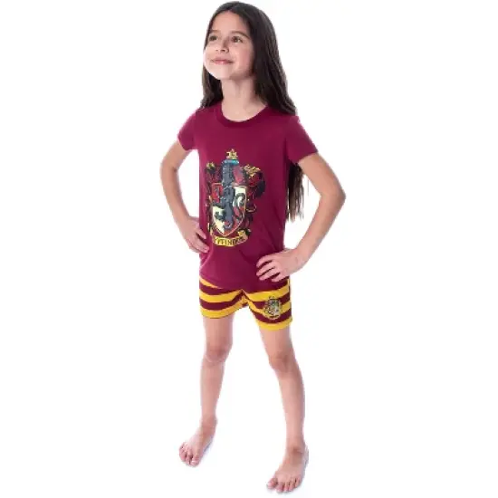 Harry Potter Girls' Hogwarts Castle Shirt and Shorts Pajama Set - All 4 Houses image {4}