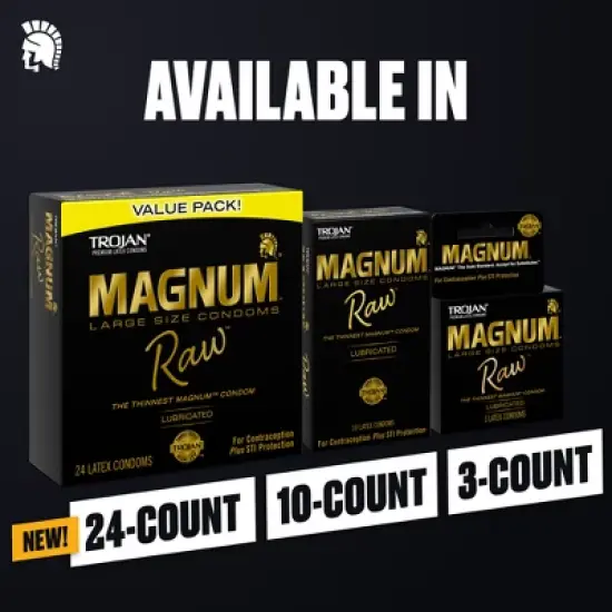 Trojan Magnum Raw Large Size Lubricated Latex Condoms - 10ct image {4}