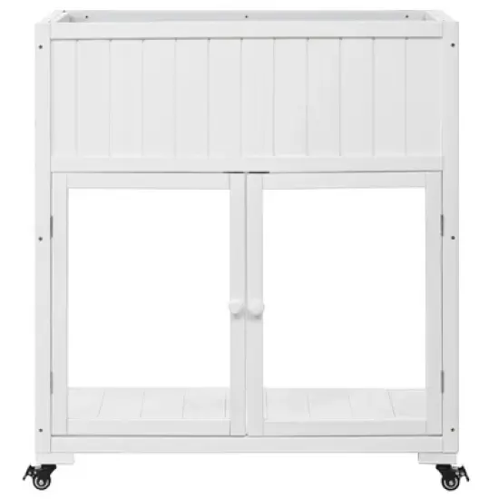 YOOCOZZ Patio 2 Doors Garden Greenhouse, Mini Wood Cold Frame with Wheels image {9}