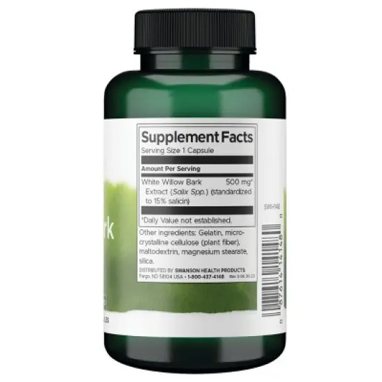 Swanson Herbal Supplements White Willow Bark Extract - Standardized 500 mg 120 Caps image {1}