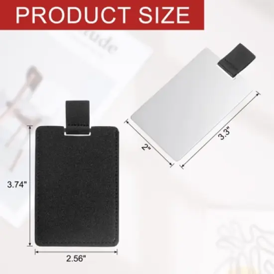 Unique Bargains PU Leather Stainless Steel Travel Compact Mini Makeup Mirror image {1}