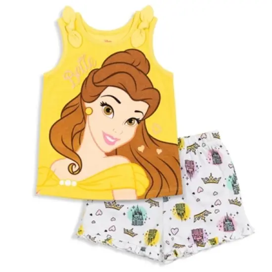 Disney Princess Princess Moana Rapunzel Jasmine Belle Girls Tank Top and French Terry Shorts Toddler image {8}