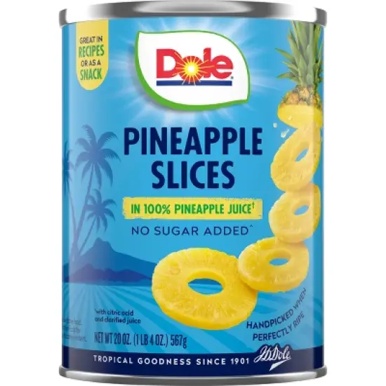 Dole Pineapple Slices in Juice - 20oz image {1}