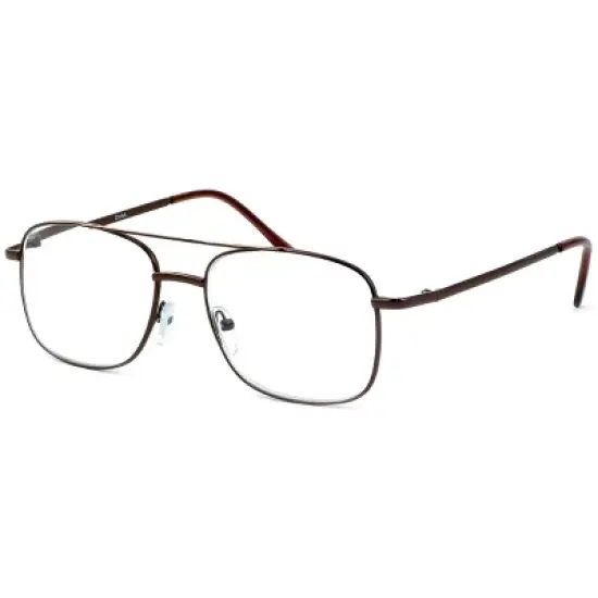 Calabria 8151 Mens Aviator Reading Glasses | Lightweight & Comfortable | Metal Frame | Silicone Nose Pads | 5.25 x 1.6 | Brown | +1.50 image {9}