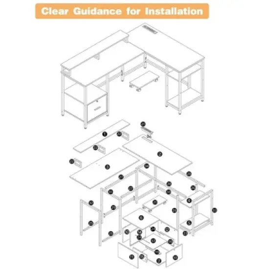 67&rdquo; L Shaped Computer Desk with Power Outlet image {3}
