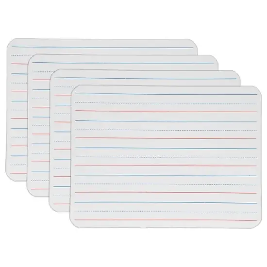 Flipside Products Two-Sided Dry Erase Board, Plain/Red & Blue Ruled, 9" x 12", Pack of 4 image {4}