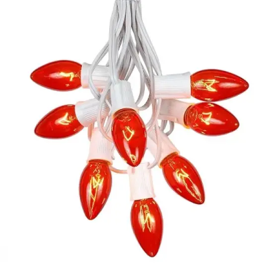 Novelty Lights 25 Feet C9 Christmas String Light Set, Vintage Holiday Hanging Light Set, White Wire image {6}