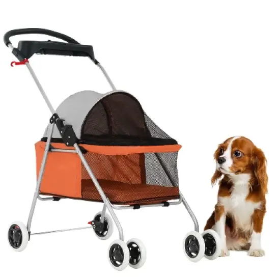 BestMassage Pet Stroller 4 Wheels Dog Cat Stroller Foldable Jogger Stroller image {9}