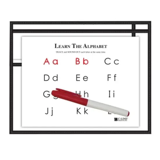 C-Line&reg; Reusable Dry Erase Pockets - Study Aid, Black, 12" x 9", Pack of 10 image {2}