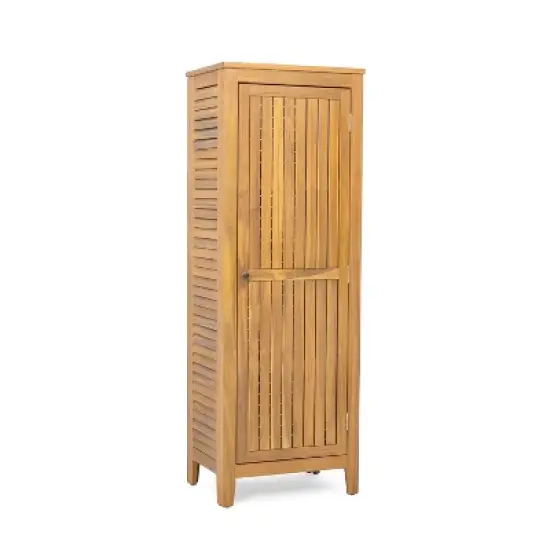 Christopher Knight Home Gribs Outdoor Patio Storage Cabinet Acacia Wood Teak Finish image {4}