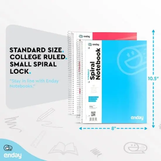 Emraw 5 Subject Notebook College Ruled Spiral White Paper 180 Sheets Perfect for Writing Sketching in class, Home, Office (Pack of 4) image {4}