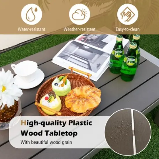 Costway 4 PCS Patio Aluminum Sofa Set Coffee Table Cushioned Loveseat Chair WPC Armrests image {6}