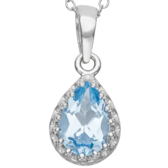 Pear-Cut Aquamarine Crown Pendant in Sterling Silver image {1}