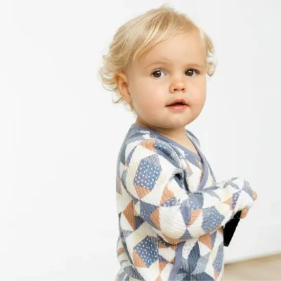  Grayson Collective Baby Patchwork Wrap Bodysuit - Cream/Violet image {4}