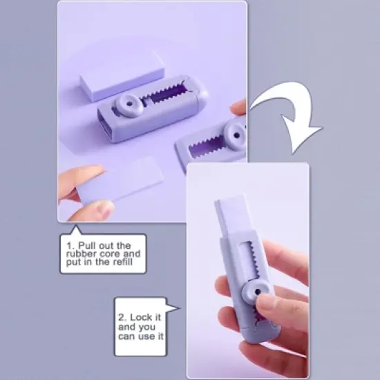 Back to School-HTUTWOO Set of 3 Sliding Retractable Pencil Eraser Cute Erasers -with Dynamic Push-Pull Design,Students School Office Home image {3}