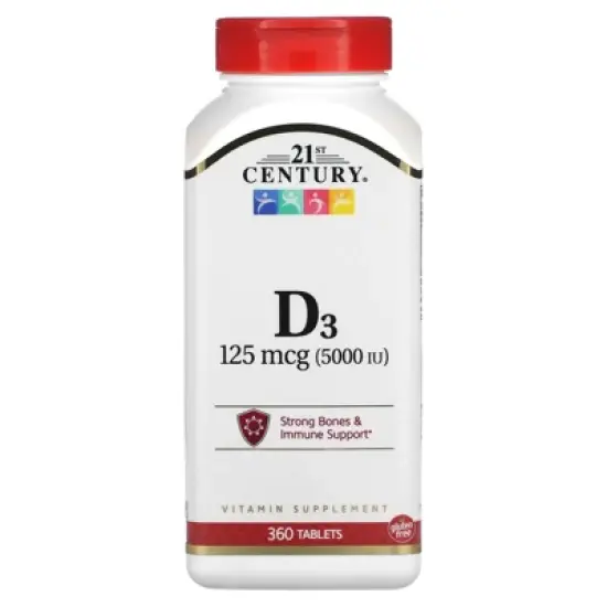 21st Century Vitamin D3, 125 mcg (5,000 IU), 360 Tablets image {4}