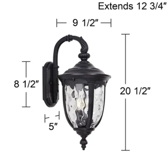 John Timberland Bellagio Vintage Rustic Outdoor Wall Light Fixture Textured Black Downbridge 20 1/2" Clear Hammered Glass for Post Exterior Barn Deck image {6}