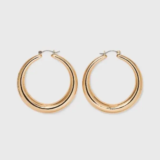 Thick Hoop Earrings - A New Day&trade; Gold: Nickel-Free Metal, Hinge Closure, 1.92" Diameter image {5}
