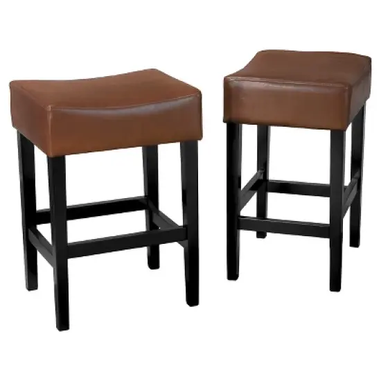 Set of 2 Lopez Backless Leather Counter Height Barstool - Christopher Knight Home image {4}