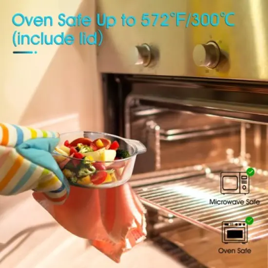 Itopfox Mini Glass Casserole Dish with Lid, Oven Safe Round Baking Dish for Cooking, Serving & Storing, Microwave, Freezer & Dishwasher Safe image {2}