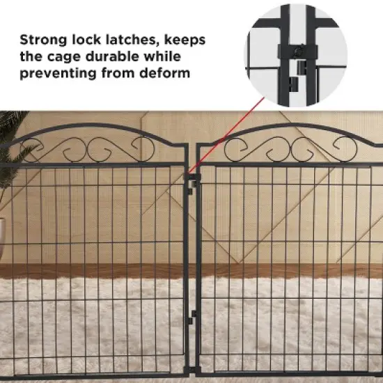 Artloge 8 Panels Heavy Duty Metal Dog Panel Pet Playpen Indoor Outdoor Foldable Dog Exercise Fence with Gate for Large Medium Pets Camping Yard image {5}