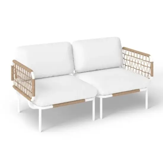 Crestlive products 2PC outdoor rattan design patio sofa for Balcony lawn  Beige image {8}