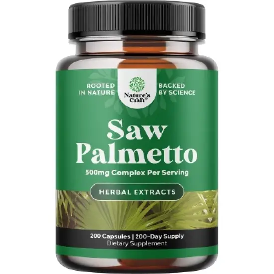 Saw Palmetto Capsules, Advanced Hair Health and Urinary Support with Plant Sterols & Flavonoids, Nature's Craft, 200 ct image {6}