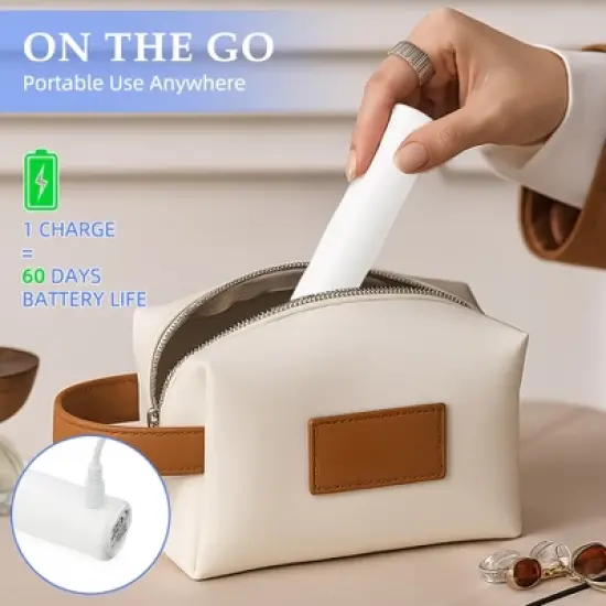 YEVYO Electric Flosser for Teeth - 140000 Ultra-High Frequency Dual-Line Flossing, Cleaning, Tongue Scraper, Gum Massager - Reusable Flossers, White image {6}