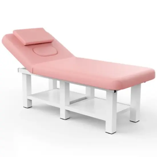 Dolonm 31.5" Wide Spa Massage Bed - 800lbs Heavy Duty, Chest Opening Design, Luxe PU Leather - Salon & Home Use - Pink image {9}
