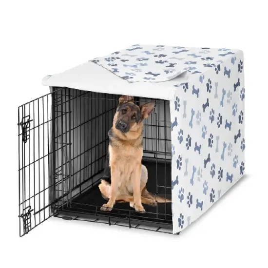 Sweet Jojo Designs Dog Crate Kennel Cover 48in. Paw and Bone Navy Blue and White image {6}