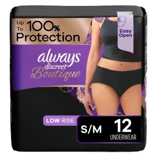  Always Discreet Boutique Low-Rise Adult Postpartum Incontinence Underwear for Women - Black - image {6}