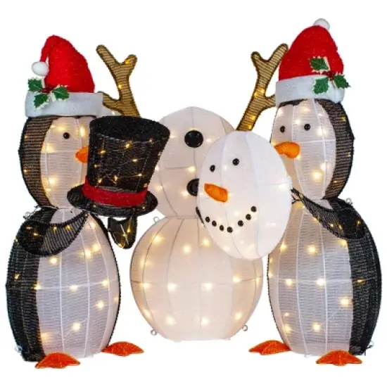 Northlight LED Lighted Penguins Building Snowman Outdoor Christmas Decoration - 35" - Set of 3 image {2}