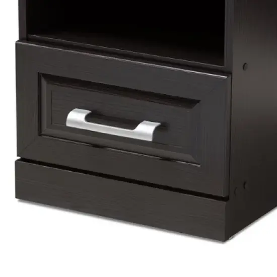Odelia Modern and Contemporary Finished 1 Drawer Nightstand Dark Brown - Baxton Studio image {4}
