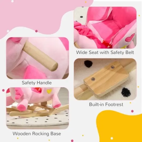 Cesicia Baby Rocking Horse, Ride on Unicorn with 32 Songs, Toddler Rocker Toy with Base Seat & Safety Belt for 1.5-3 Year Old, Pink image {4}