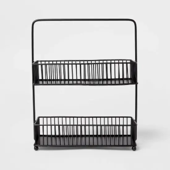 Iron 2-Tier Wire Spice Rack Black - Threshold&trade;: Freestanding Seasoning Organizer, Kitchen Storage Solution image {3}