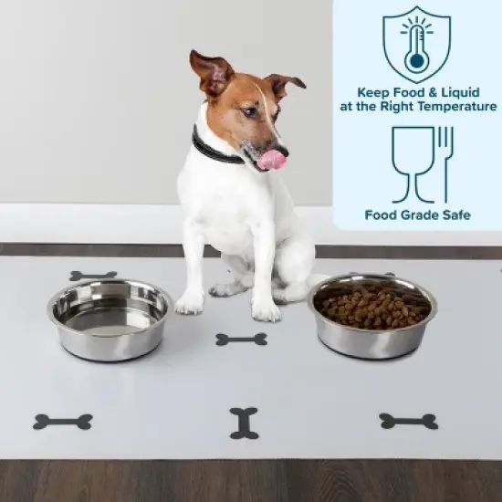 Pet Adobe 64oz Stainless Steel Dog Bowls, Silver image {3}