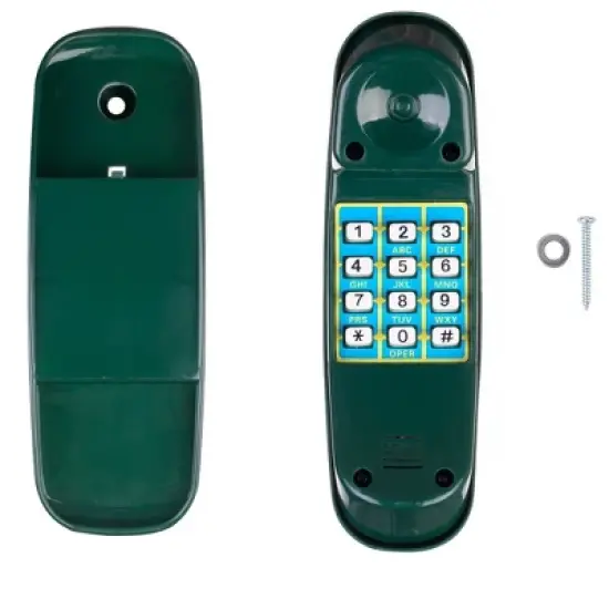 PLAYBERG Plastic Kids Outdoor Gym Playground Playhouse Toy Phone Set, Green Swing Set Accessories Cordless Play Telephone image {5}