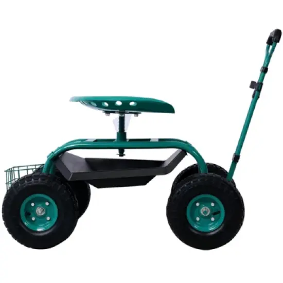 DSVIMOY Rolling Garden Scooter, Garden Cart Seat with Wheels and Tool Tray, 360 Swivel Seat, Green, 42.5"*17.7"*22.4" image {3}
