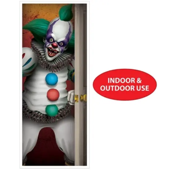 Beistle Creepy Clown Door Cover, 6' x 30", (2/Pkg) Multicolored image {3}