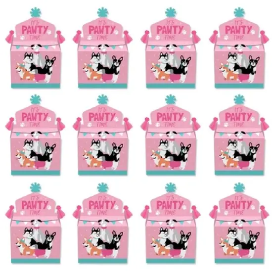 Big Dot of Happiness Pawty Like a Puppy Girl - Treat Box Party Favors - Pink Dog Baby Shower or Birthday Party Goodie Gable Boxes - Set of 12 image {4}