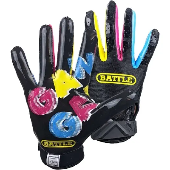 Battle Sports Gang Gang Double Threat Adult Football Receiver Gloves - Black image {7}