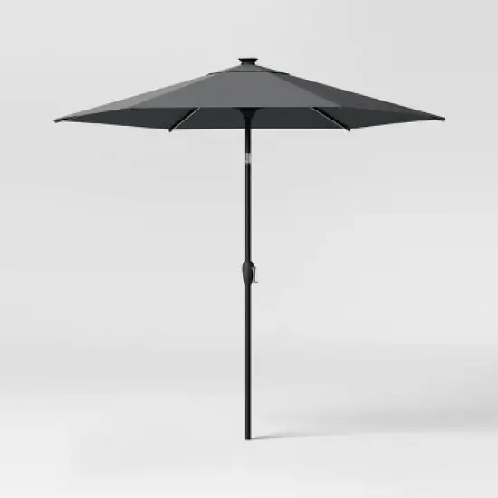 8' Round Solid Solar Outdoor Patio Market Umbrella with Black Pole - Threshold&trade; image {8}