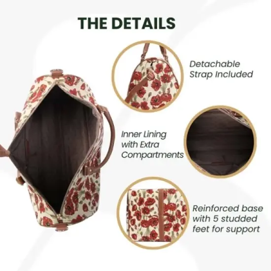 Signare USA Red Poppy Floral Big Holdall/Duffel Bag image {8}