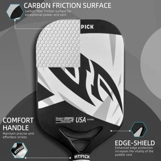 Aukfa carbon fiber pickleball racket &ndash; 14mm polypropylene honeycomb core, UV frosting process, heat press molding, lightweight professional racket image {3}