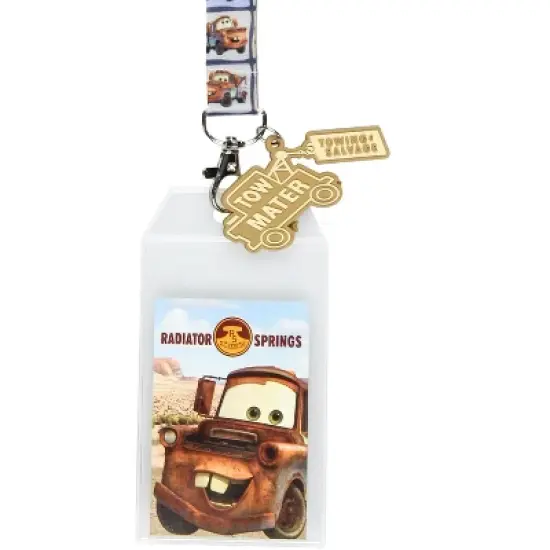 Disney Cars Mater Radiator Springs Lanyard ID Badge Holder with Rubber Charm image {1}