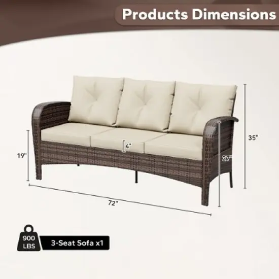 UPTIOT 3-person Patio Rattan Sofa With Wide Armrests image {5}