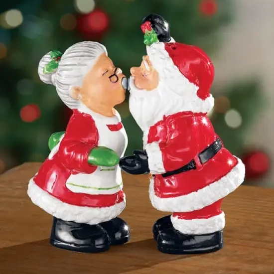 Collections Etc Mr. and Mrs. Santa Claus Salt and Pepper Shakers image {1}