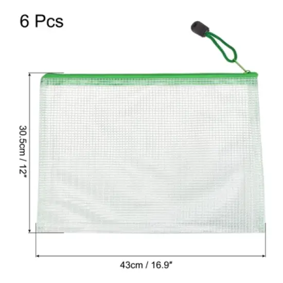 Unique Bargains PVC Waterproof Mesh Zipper Home Office Travel File Bag 6 Pcs image {1}