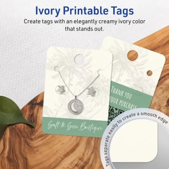 Avery Rounded Jewelry Tags, 1-1/2" x 2", Matte Ivory, 150 Total image {2}