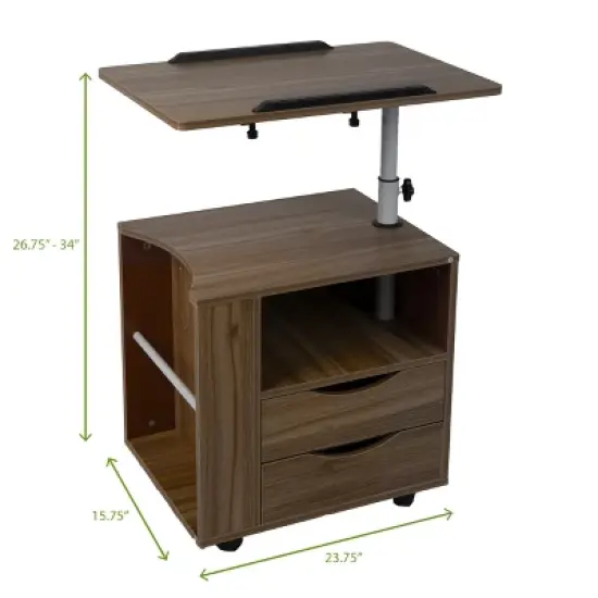 Mind Reader Bedside Workstation Adjustable Desk Nightstand, Wood Finish image {8}